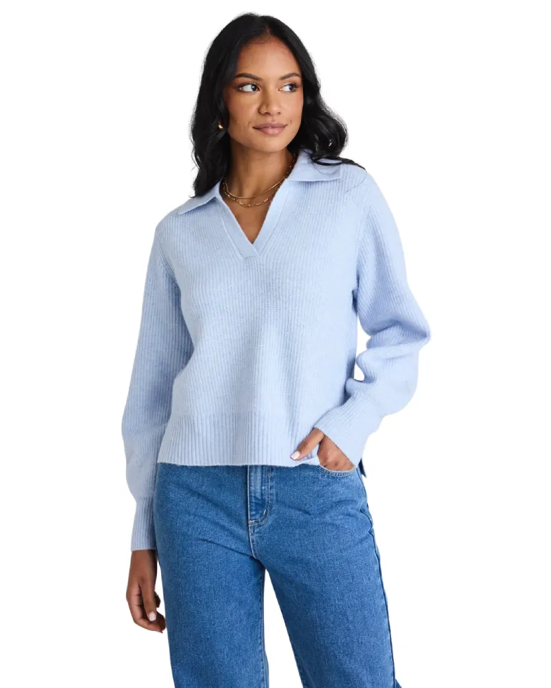 Among The Brave Truth Ice Blue Collar Chunky Knit Jumper